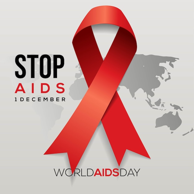 World Aids Day, December 1st, Aids Awareness Red Ribbon.