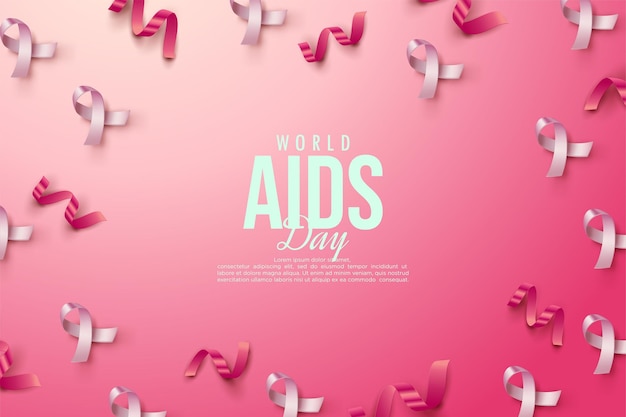 world aids day decorated with love balloons and ribbons