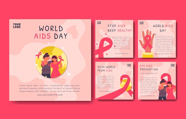 world aids day instagram social media template