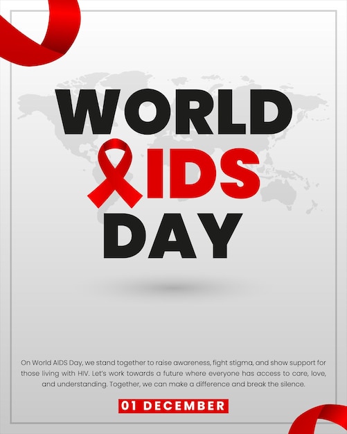 Vector world aids day poster vector red ribbon symbolizing awareness support and hope