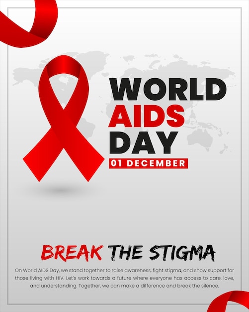 Vector world aids day poster vector red ribbon symbolizing awareness support and hope