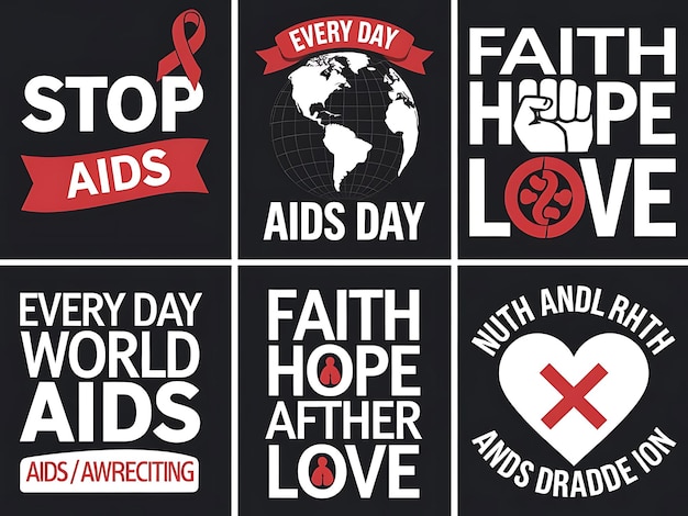 Vector world aids day red ribbon awareness poster with global health focus