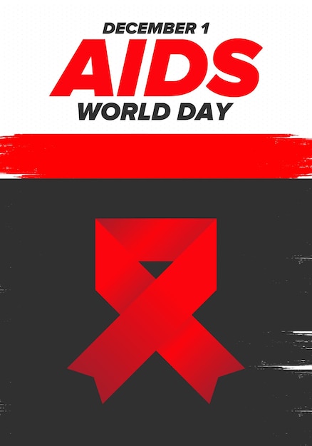 Vector world aids day red ribbon symbol awareness and prevention hiv medical healthcare protection art