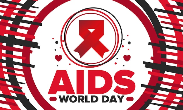 World Aids Day Red ribbon symbol Awareness and prevention hiv Medical healthcare Protection Art