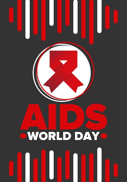 World Aids Day Red ribbon symbol Awareness and prevention hiv Medical healthcare Protection Art