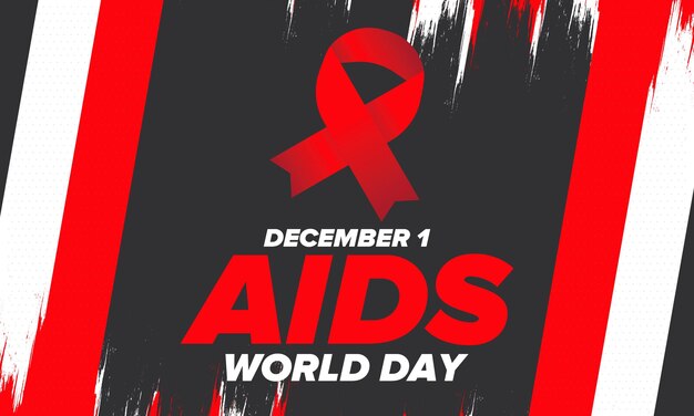 Vector world aids day red ribbon symbol awareness and prevention hiv medical healthcare protection art