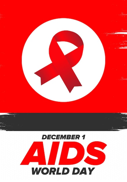 Vector world aids day red ribbon symbol awareness and prevention hiv medical healthcare protection art