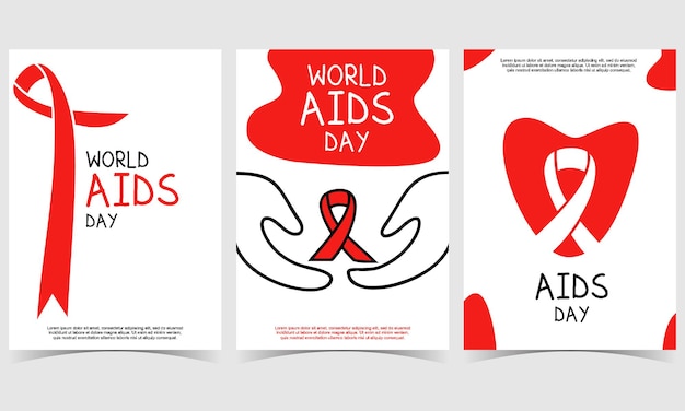 World Aids Day Set of 3 simple Background Vector Illustration Flat Style