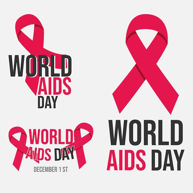 World aids day set vector illustration