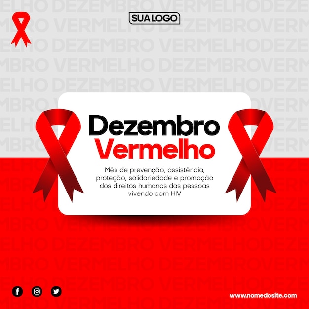 World aids day simple poster template dezembro vermelho in brazil