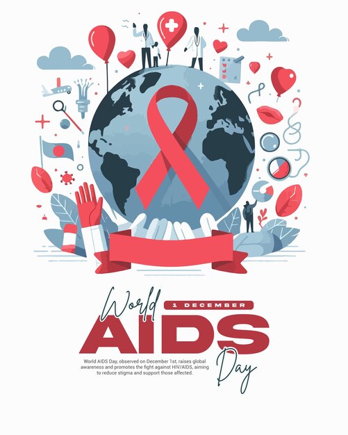 Vector world aids day social media post banner template