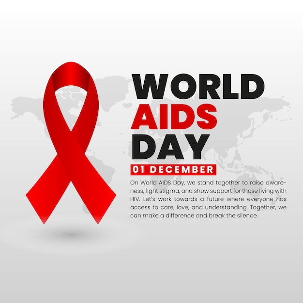 World AIDS Day vector Red ribbon symbolizing awareness support and hope