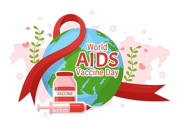 World Aids Vaccine Day Illustration to Prevention and Awareness Health Care in Hand Drawn Templates