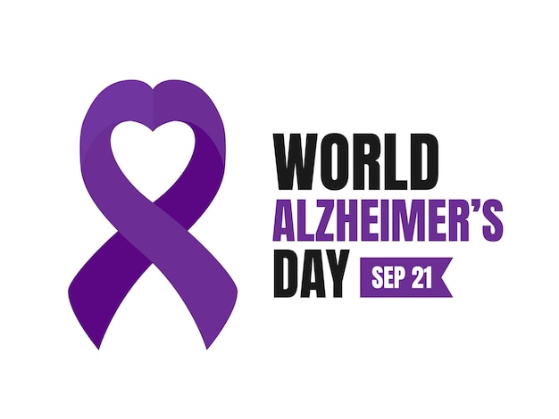 World Alzheimer's Day Concept Design Alzheimer awareness illustration wirh purple ribbon