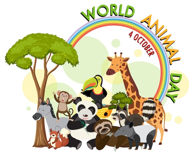 World Animal Day banner with wild animals