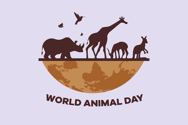 World Animal Day on October 4 concept Colored flat vector illustration isolated