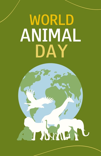 World Animal Day Vertical banner Vector illustration for card poster or advertising