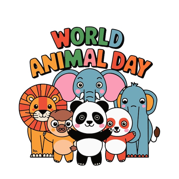 Vector world animal day wildlife conservation vector for tshirt design background sticker and banner