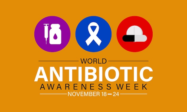 World Antibiotic Awareness Week vector icon illustration Background banner card poster template