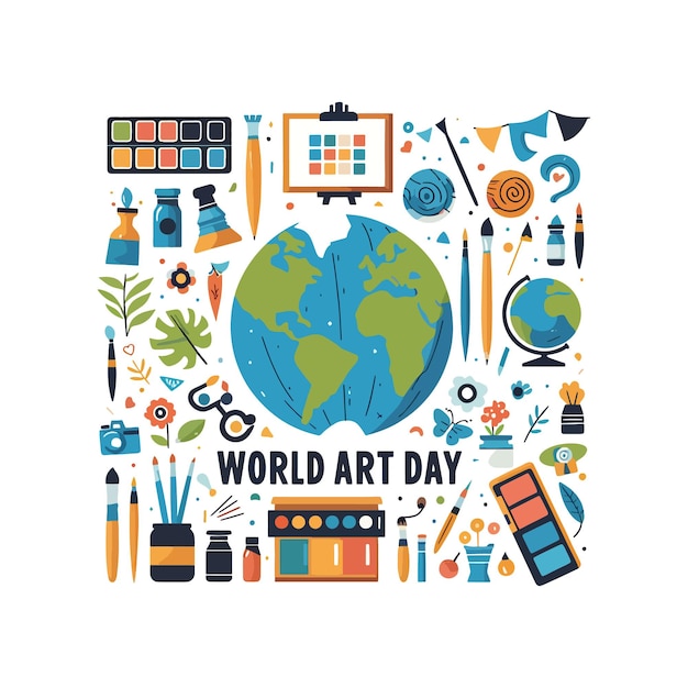 World Art Day flat illustration background