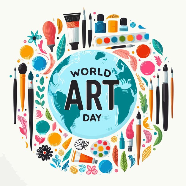 World art day vector illustration poster banner templet concept