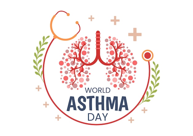 World Asthma Day Illustration with Inhaler and Health Prevention Lungs in Hand Drawn Templates