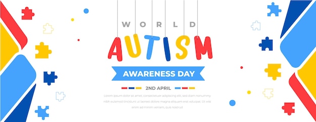 Vector world autism awareness day background design template world autism day colorful puzzle banner