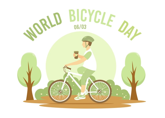 World bicycle day cartoon illustration