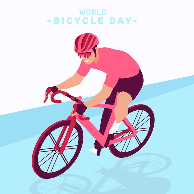 World bicycle day flat illustration