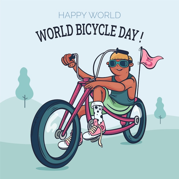 World bicycle day hand drawn illustration