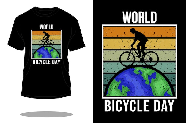 World bicycle day retro t shirt design