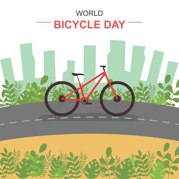 World Bicycle Day Vector Illustration for Annual Celebration of World Car Free Day