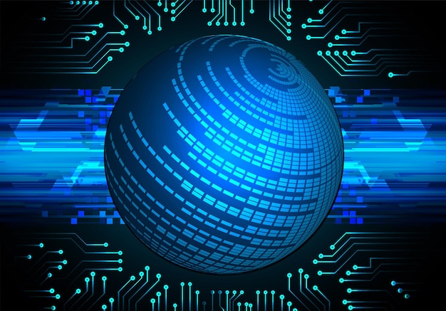 world binary circuit board future technology blue hud cyber security concept background