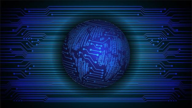 world binary circuit board future technology blue hud cyber security concept background