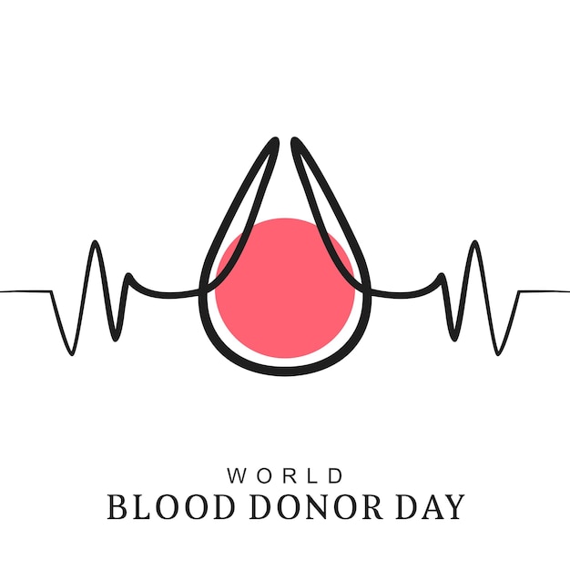 World blood donation day in art line style