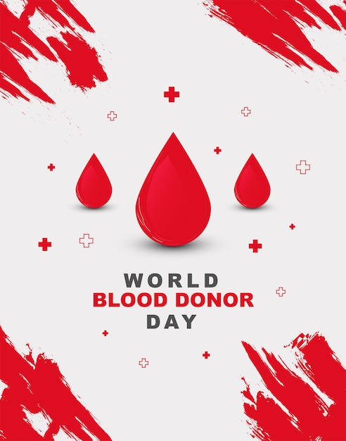 World blood donor day 14th june greeting card poster design vector flat illustration