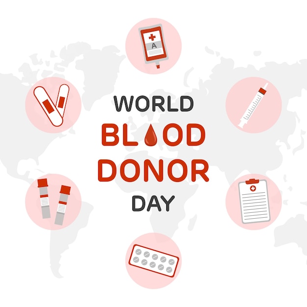 World Blood Donor Day 2022 With Icons Vector