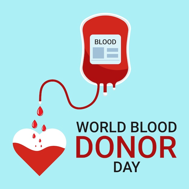 World Blood Donor Day concept poster with blood drop and blood donation bag Vector illustration