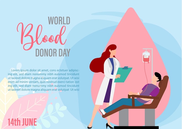 World blood donor day poster campaign in flat style and vector design