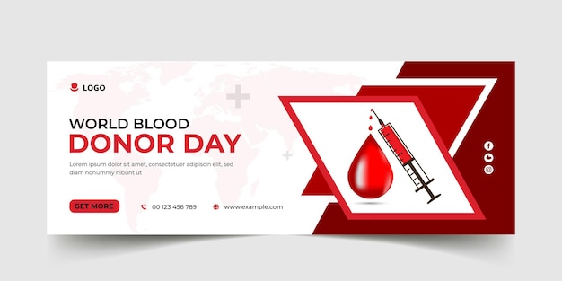 World blood donor day social media facebook cover and web banner template