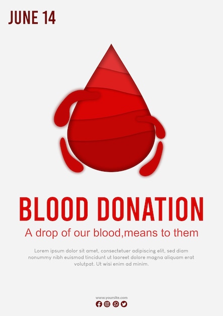 World Blood Donor Day vector paper cut concept background Awareness banner with red paper cut