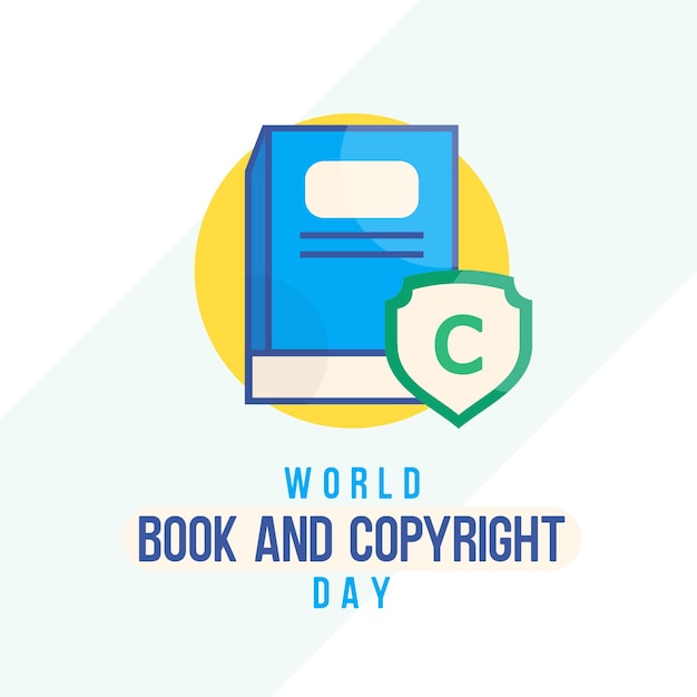 World Book and Copyright Day poster with book and property symbol