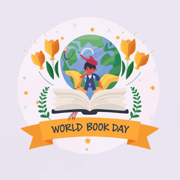 World book day background in realistic style