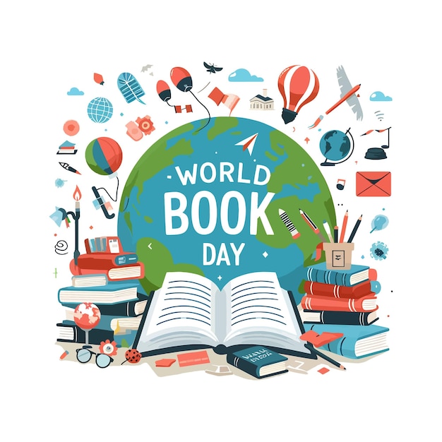 World Book Day flat vector illustration background