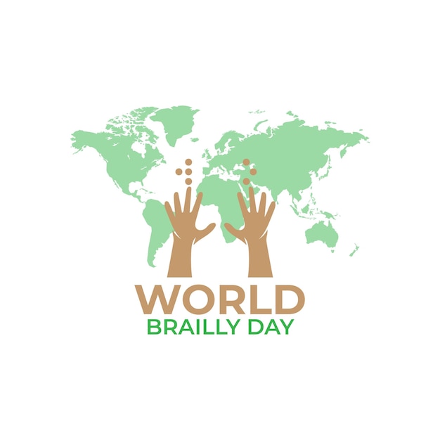 World braille day logo background vector illustration design template