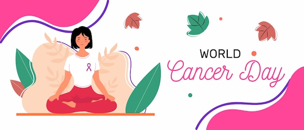 World cancer awareness month horizontal banner template design.