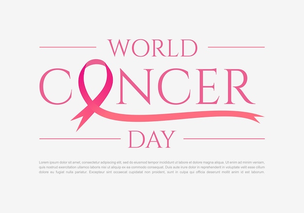 World cancer day concept background with pink ribbon and grey earth