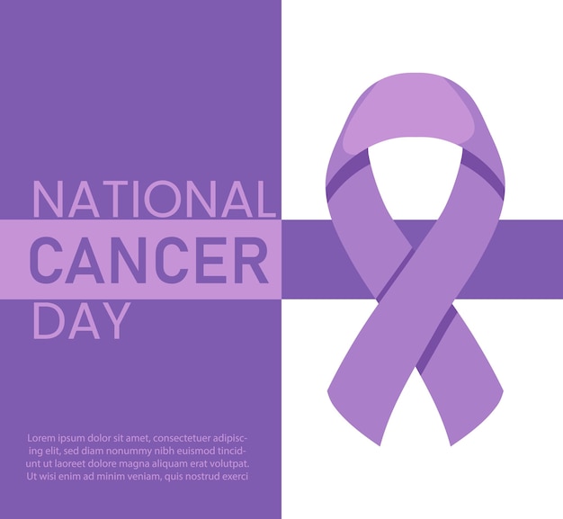 World Cancer Day concept banner template. Lavender Ribbon. World Cancer Day Vector illustration.