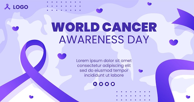 World Cancer Day Facebook Post Template Flat Design Health care Illustration Editable of Square Background for Social media, Greetings Card or Web Ads