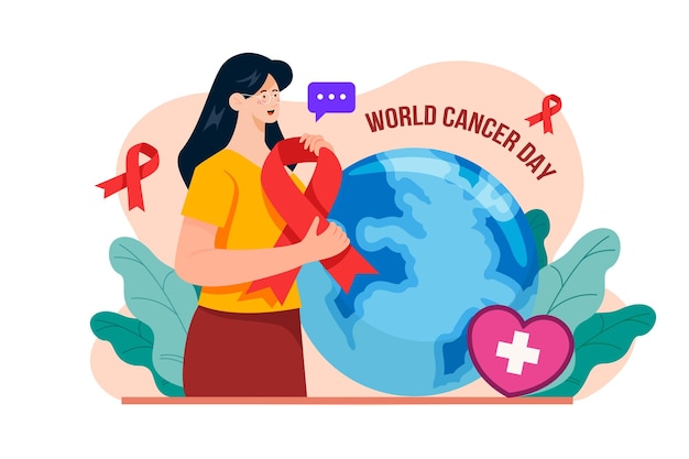 World Cancer Day Illustration concept A flat illustration isolated on white background